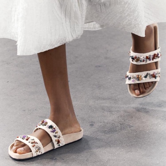 ZARA FLAT STRAPPY SANDALS - Picture 2 of 9